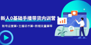 2023新人0基础手播带货内训营：账号运营篇+主播话术篇+数据流量篇等-九源吧网赚
