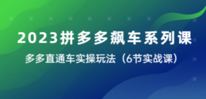 2023拼多多飙车系列课，多多直通车实操玩法（6节实战课）-九源吧网赚