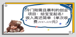 冷门刚需且暴利的创业项目：给宝宝起名！收入高还简单（单次200-500）-九源吧资源站