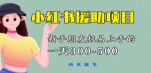 一天300-500！新手朋友极易上手的《小红书援助项目》，绝对值得大家一试-九源吧网赚学院