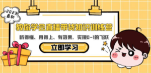 教你学会直播带货知识训练营，听得懂、用得上、有效果，实现0-1的飞跃-九源吧网赚学院