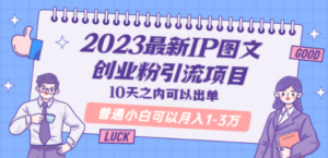 2023最新IP图文创业粉引流项目，10天之内可以出单 普通小白可以月入1-3万-九源吧网赚