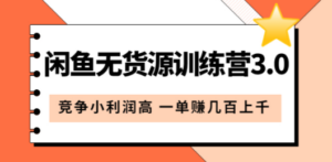闲鱼无货源训练营3.0：竞争小利润高 一单赚几百上千（教程+手册）第3次更新-九源吧网赚
