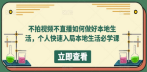 不拍视频不直播如何做好本地同城生活，个人快速入局本地生活必学课-九源吧网赚
