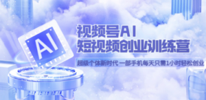 视频号AI短视频创业训练营 超级个体新时代 一部手机每天只需1小时轻松创业-九源吧资源站