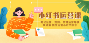 小红书·运营课，笔记运营、规则、店铺运营等模块讲解 独立运营小红书账号-九源吧网赚
