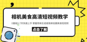 相机美食高清短视频教学 0基础3-7天快速上手 掌握用单反或者微单拍摄美食-九源吧网赚