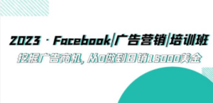 2023·Facebook|广告营销|培训班，挖掘广告商机，从0做到日销15000美金-九源吧网赚