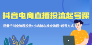 抖音电商直播投流起号课程 巨量千川全流程投放+小店随心推全流程+起号方式-九源吧网赚