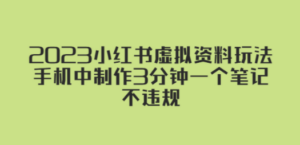 2023小红书虚拟资料玩法，手机中制作3分钟一个笔记不违规-九源吧网赚