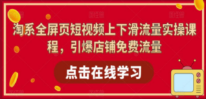 淘系-全屏页短视频上下滑流量实操课程，引爆店铺免费流量（87节视频课）-九源吧网赚