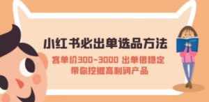 小红书必出单选品方法：客单价300-3000 出单很稳定 带你挖掘高利润产品-九源吧网赚学院
