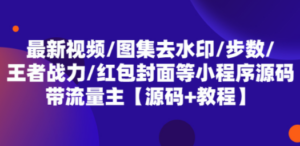 最新视频/图集去水印/步数/王者战力/红包封面等 带流量主(小程序源码+教程)-九源吧网赚