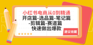 小红书电商从0到精通：开店篇-选品篇-笔记篇-剪辑篇-赛道篇 快速做出爆款-九源吧网赚