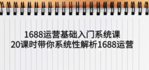 1688运营基础入门系统课，20课时带你系统性解析1688运营-九源吧网赚