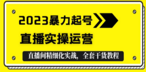 2023暴力起号+直播实操运营，全套直播间精细化实战，全套干货教程-九源吧网赚学院
