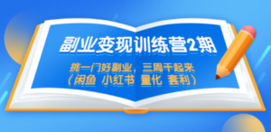 副业变现训练营2期，挑一门好副业，三周干起来（闲鱼 小红书 量化 套利）-九源吧网赚