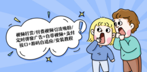 视频打赏/付费视频引流吸粉/定时弹窗广告+自带视频+支付接口+源码自适应-九源吧网赚