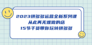 2023拼多多运营全新系列课，从此再无难做的店，15节干货带你玩转拼多多-九源吧网赚