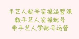手艺人起号实操运营课，教手艺人实操起号，带手艺人学账号运营-九源吧网赚