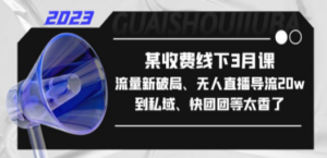 某收费线下3月课，流量新破局、无人直播导流20w到私域、快团团等太香了-九源吧网赚