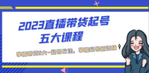 2023直播带货起号五大课程，掌握带货5大-起号方法，掌握起新号逻辑-九源吧网赚