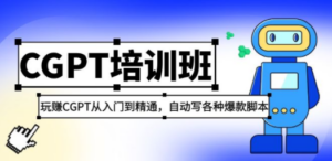 2023最新CGPT培训班：玩赚CGPT从入门到精通 自动写各种爆款脚本(3月23更新)-九源吧网赚