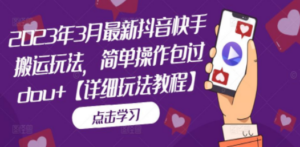 2023年3月最新抖音快手搬运玩法，简单操作包过dou+【详细玩法教程】-九源吧网赚