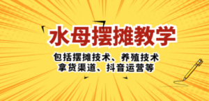 水母·摆摊教学，包括摆摊技术、养殖技术、拿货渠道、抖音运营等-九源吧网赚