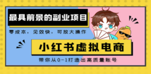 小红书蓝海大市场虚拟电商项目，手把手带你打造出日赚2000+高质量红薯账号-九源吧网赚