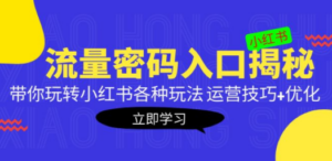 小红书流量密码入口揭秘：带你玩转小红书各种玩法 运营技巧+优化-九源吧网赚学院