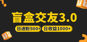 日收益破千 抖音引流丨简单暴力上手简单丨盲盒交友项目-九源吧资源站
