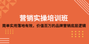 营销实操培训班：简单实用-落地有效，价值百万的品牌营销底层逻辑-九源吧网赚
