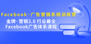 Facebook·广告营销系统训练营：金牌·营销2.0 行业最全Facebook广告·体系-九源吧网赚