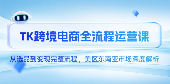 TK跨境电商全流程运营课，从选品到变现完整流程，美区东南亚市场深度解析-九源吧网赚