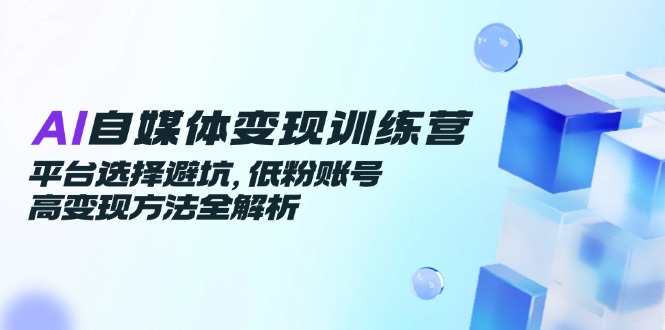 AI自媒体变现训练营，平台选择避坑，低粉账号高变现方法全解析-九源吧网赚学院