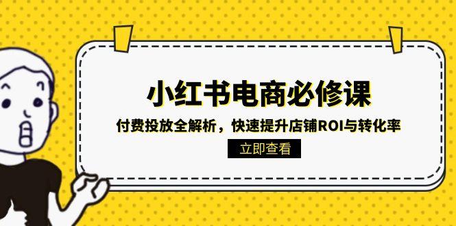 小红书电商必修课：付费投放全解析，快速提升店铺ROI与转化率-九源吧网赚