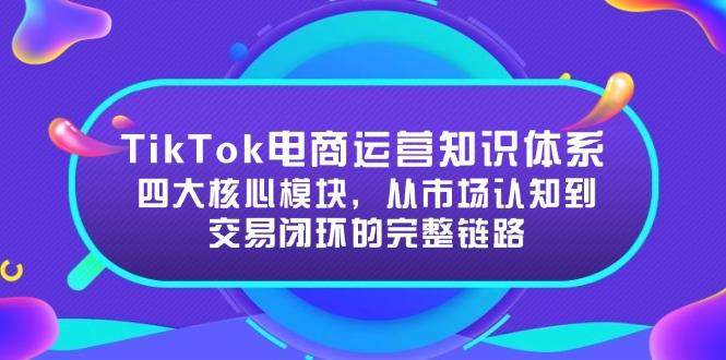 TikTok电商运营知识体系：四大核心模块，从市场认知到交易闭环的完整链路-九源吧网赚