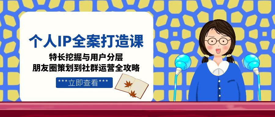 个人IP全案打造课，特长挖掘与用户分层，朋友圈策划到社群运营全攻略-九源吧网赚学院