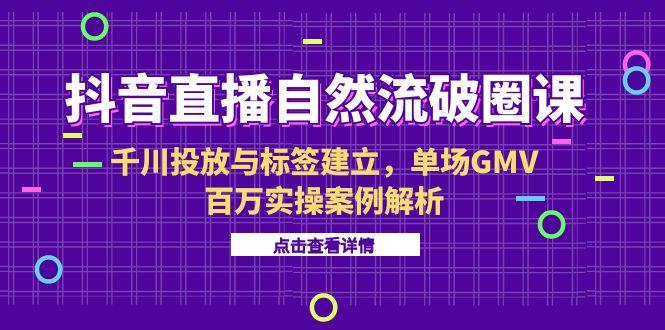 抖音直播自然流破圈课-6月，千川投放与标签建立，单场GMV百万实操案例解析-九源吧资源站