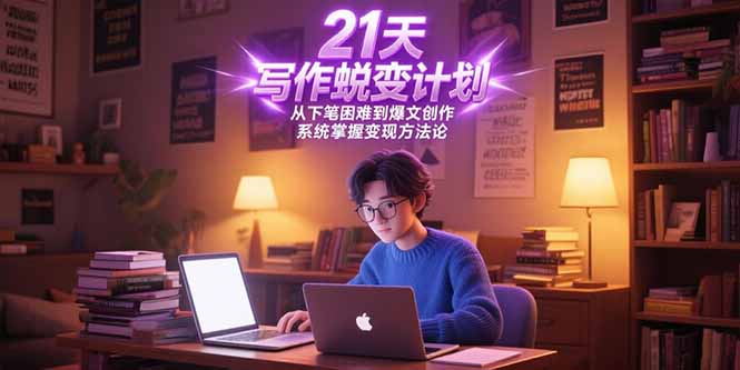 21天写作蜕变计划，从下笔困难到爆文创作，系统掌握变现方法论-九源吧资源站