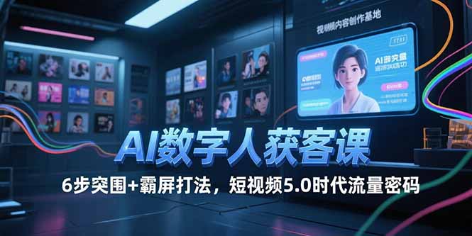 AI数字人获客课，6步突围+霸屏打法，短视频5.0时代流量密码-九源吧资源站