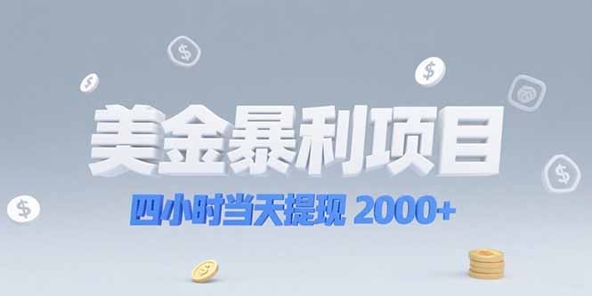 美金暴利项目，四小时当天提现 2000+机会留给会选赛道的人-九源吧资源站