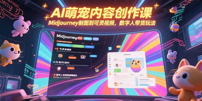 AI萌宠内容创作课，Midjourney制图到可灵视频，数字人带货玩法-九源吧资源站