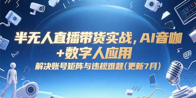 半无人直播带货实战，AI音咖+数字人应用 解决账号矩阵与违规难题(更新7月)-九源吧资源站