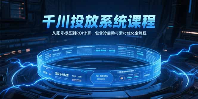 千川投放系统课程，从账号标签到ROI计算，包含冷启动与素材优化全流程-九源吧资源站