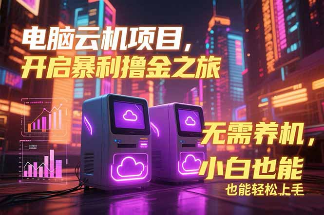 电脑云机项目 暴力撸金玩法，不需要养机 配置没有要求 单机100个窗口一…-九源吧网赚学院
