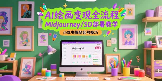AI绘画变现全流程，Midjourney/SD部署教学，小红书爆款起号技巧-九源吧网赚学院
