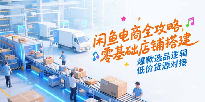 闲鱼电商全攻略，零基础店铺搭建，爆款选品逻辑，低价货源对接-九源吧网赚学院