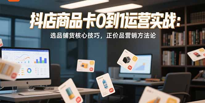抖店商品卡0到1运营实战：选品铺货核心技巧，正价品营销方法论-九源吧网赚学院